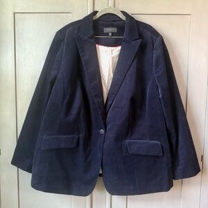 Talbots Plus Blue Velvet Blazer Jacket Size 20W